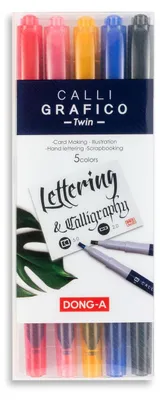 Image de Stylos de calligraphie biseautés double face 5 couleurs
