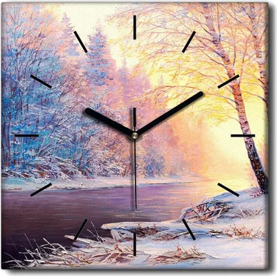 Produktbild von Coloray Uhr auf Leinwand 30x30 cm Wand Uhr Dekoration Wohnzimmer Segeltuch schwarze Hände -Landschaft des Heiligen Flusses