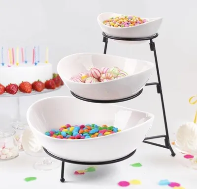 Produktbild von Famanu Servierschalen 3-lagig mit Halter - Weiß