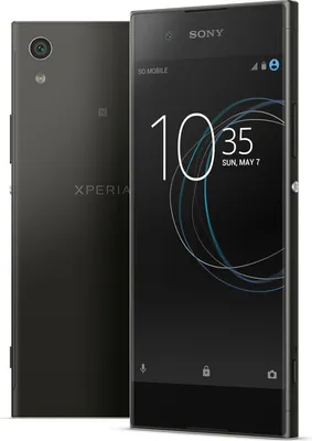 A black Sony Xperia XA1 smartphone is shown from the front and back.