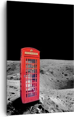 Produktbild von Bild auf Leinwand - Leinwandbild - Einteilig - Telefon london Mond Astronaut - 80x120cm - Wand Bild - Wandbilder - Leinwanddruck - Wanddekoration - Leinwand bilder - Wandbild - PA80x120-3181
