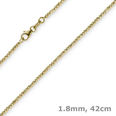 Produktbild von 1,8mm Kette Collier Kugelkette diamantiert aus 750 Gold Gelbgold 42cm
