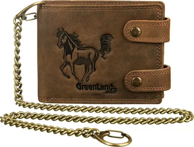 Produktbild von GreenLand Nature Leder Geldbörse Monte RFID Wallet With Chain Horse braun