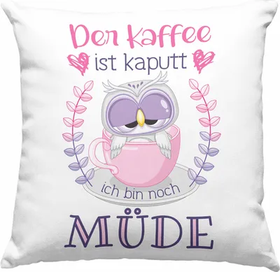 Produktbild von Trendation - Lustige Deko-Kissen mit Füllung 40x40 Geschenk für Frauen Geschenkidee Kollegin Der Kaffee Ist Kaputt Lustiger Spruch Arbeit (Rosa)
