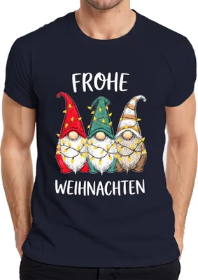 Produktbild von Frohe Weihnachten Weihnachtswichtel Lichterkette Niedlich Gnom Herren T-Shirt, Navy, L