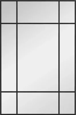Image de Miroir mural - Rectangulaire - 90 x 60 cm - Cadre métallique - 2 cm de profondeur - Noir