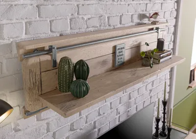 Produktbild von MASSIVMOEBEL24 Wandregal Mango 180x25x38 whitewash lackiert RAILWAY #391