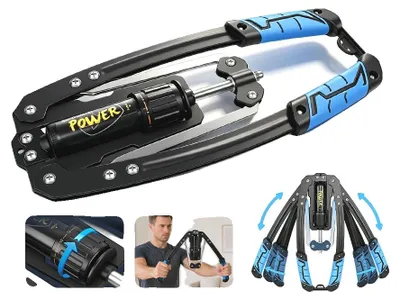 Imagen del producto de Máquina de entrenamiento de brazos, con resistencia hidráulica ajustable de 10 a 200 kg, control suave, estructura triangular estable, equipo de fitness para la parte superior del cuerpo, diseño portátil