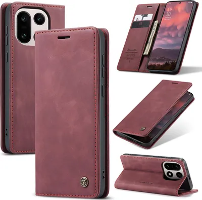 Obrázek produktu pro Pouzdro pro OnePlus 15, RetroPolyuretanKožené Pouzdro s Funkcí Stojánku červený
