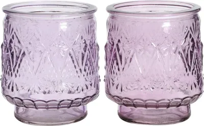 Produktbild von Windlicht 2Fb.sort. Glas Teelichthalter flieder/lila