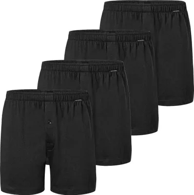 Produktbild von SCHIESSER Herren Jersey-Boxershorts, 4er Pack - 4Pack Boxershorts, Baumwolle, einfarbig Schwarz S