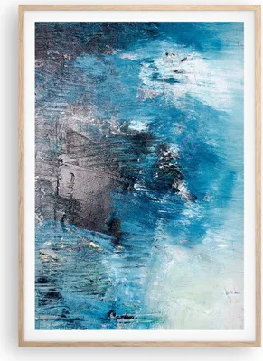 Produktbild von Gerahmtes Poster - Rahmen in heller Eiche - Abstraktion Blau Schwarz - 70x100 cm - Wand Bild - Wanddeko - Wandbilder - Wandposter - Bilderrahmen - Bilder - Kunstdruck - Wandbild - P2NPA70x100-4155