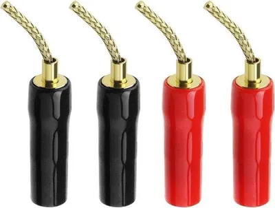 Obrázek produktu pro Silikonový konektor typu „banán“ 2 mm, červený a černý, kabel k reproduktorům