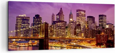 Produktbild von Bild auf Leinwand - Leinwandbild - New york nacht brooklyn brücke - 100x40cm - Wand Bild - Wanddeko - Leinwanddruck - Bilder - Kunstdruck - Wanddekoration - Leinwand bilder - Wandkunst - AB100x40-2660