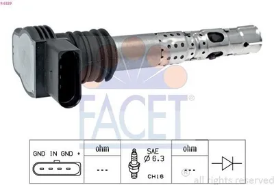 Produktbild von FACET 9.6329 Zündspule für VW Golf IV Schrägheck (1J1) POLO (9N) PASSAT Variant (3B6) für AUDI A4 Avant (8ED, B7) A3 Schrägheck (8L1)