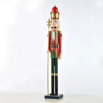 Obrázek produktu pro ACA Svítící král louskáčků, zelený a červený, s žezlem, 30 cm, X023003
