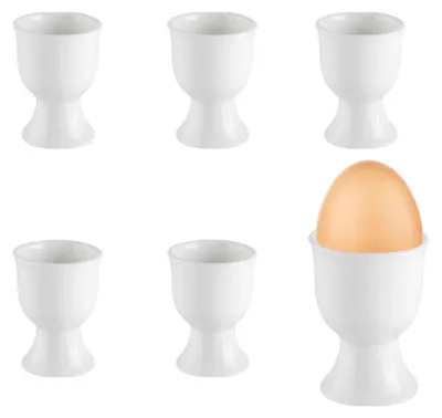 Produktbild von Eierbecher Set - 6-teilig aus Porzellan - Stapelbar für das Frühstücksei - 7 x 5,2 cm Weiß