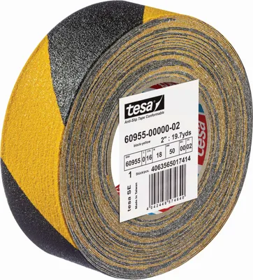 Produktbild von 12 Rollen tesa 60955 Anti-Rutschband extrem flexibel, 18 m x 50 mm, schwarz/gelb