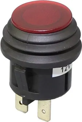 Produktbild von Wasserdichte Kfz-Druckschalter 12V 20A, mit roter LED, Snap-in 20 mm, EIN/AUS
