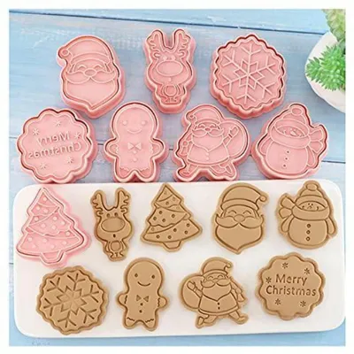 Productafbeelding van Kerstkoekjesvormen, 8 stuks, roestvrij staal, voor koekjesdeeg, taartdecoratie, chocolade