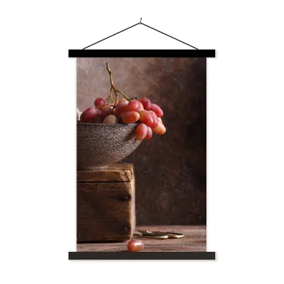 Produktbild von MuchoWow® Textilposter Rustikal - Weintrauben - Schale - Stilleben - Obst 40x60 cm mit schwarzem Rahmen - Wanddekorationen