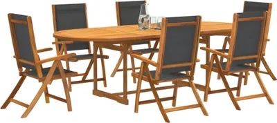 Immagine prodotto di vidaXL set da pranzo da giardino 7 pezzi in legno massiccio di acacia e textilene