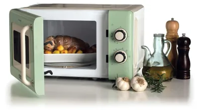 Image de Ariete Vintage Line 3960/04, plan de travail, micro-ondes solo, 20 l, 800 W, bouton rotatif, vert