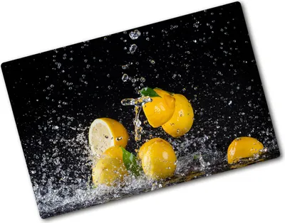 Produktbild von Tulup Glas Herdabdeckplatte - 80x52 cm - Glaskeramikkochfeld-Abdeckung Spritzschutz Glasabdeckplatte - Einteilig - Essen & Getränke - Zitronen und Wasser - Gelb