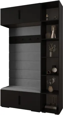 Produktbild von MEBLE KRYSPOL Inova 1 Möbelset Garderobe, 236,7x140x47cm - Schwarz, Manila 16, Schwarz
