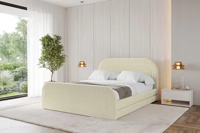 Produktbild von ALTDECOR Polsterbett mit Bettkasten - LERIS-Z 120x200 Beige- Bett mit Kopfteil und Fußteil, Boxbett ohne Matratze, Doppelbett mit Stauraum