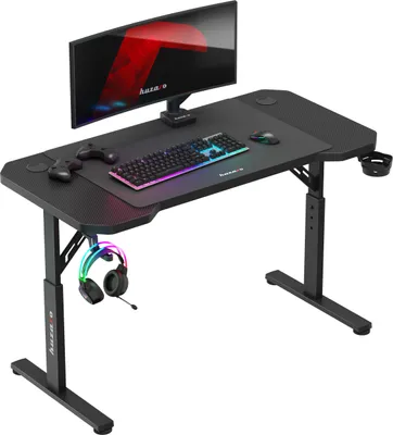 Zdjęcie produktu dla huzaro Hero 2.6 | gaming table desk | 120x60cm | mouse pad included | 3 height | headphone hook cup holder | cable grommet | black