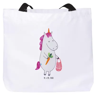 Produktbild von Mr. & Mrs. Panda Reisetasche Einhorn Gemüse - Weiß - Geschenk, Biomarkt, Unitasche, Tote Bag, Einhörner, Unicorn, Wochenmarkt, Tasche, Einkaufstasche, Laptoptasche