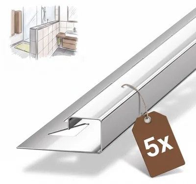 Produktbild von Dalsys 5x Fliesenschiene Eckprofil 250cm x 12,5mm Edelstahl poliert