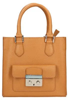 Obrázok produktu pre Dámska Kabelka Iolara Prírodná Koža Cognac so Zipsom a Odnímateľným Popruhom UNIQUE 21x20x10 cm
