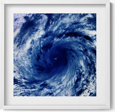 Produktbild von NASA-Foto - Wolkenwirbel aus dem Weltraum– Wandbild mit Rahmen – Gerahmtes Bild  – Wanddekoration – 50x50 cm –  Weiß Rahmen