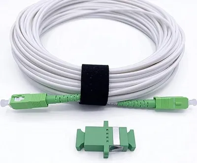 Produktbild von Elfcam - Glasfaserkabel SC/APC zu SC/APC - 25m (Weiß), Simplex Singlemode, mit Adapter, Kompatibel mit Livebox, SFR Box, Bbox