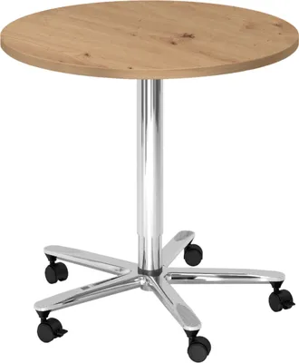 Produktbild von bümö Säulenhubtisch rund ST - tischfuss: chrom, Nachbildung: Asteiche