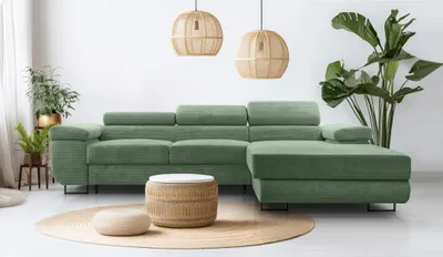 Produktbild von AX LIVING Salbeigrün Cord Couch L Form – Arborio R Wohnlandschaft 280cm