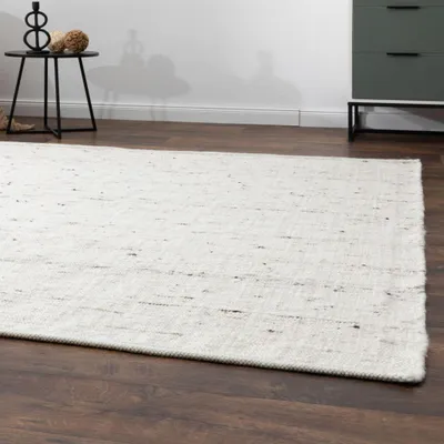 Produktbild von Steffensmeier Handwebteppich Athen | Wolle (Schurwolle), Natur hell, handgewebt, gewalkt, Größe: 80x150 cm Wohnzimmer und Schlafzimmer