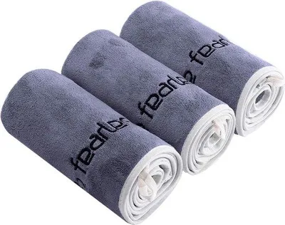 Produktbild von Famanu Mikrofaserhandtuch Fitnesshandtuchset Grau - 35 x 73 cm, 3er Set