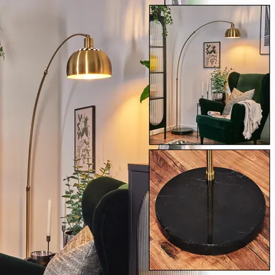 Produktbild von Gavirate Stehlampe aus Metall m. Marmorfuß in Schwarz/Messing gebürstet/Gold