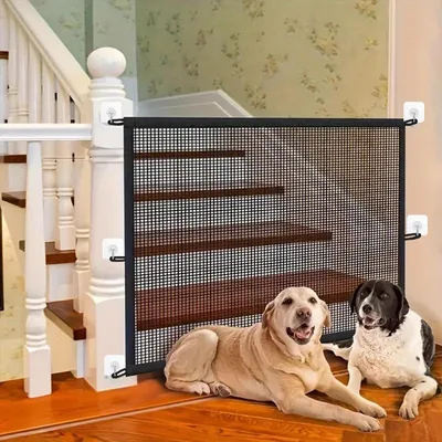 Obrázok produktu pre Ochranná sieťka pre psov, prenosná bariéra pre psov, rozmer 110 x 78 cm, čierna