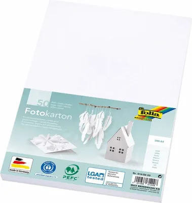 Produktbild von Folia 614/50 00, Weiß, A4 (210 x 297 mm), Einfarbig, 300 g/m², 50 Blätter, Deutschland