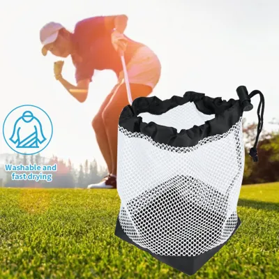 Zdjęcie produktu dla Torba na piłki golfowe - nylonowa siatkowa torba ze sznurkiem na 36 piłek golfowych, idealna do przechowywania i akcesoriów golfowych, praktyczna i trwała