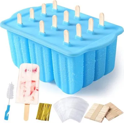 Immagine prodotto di Stampi in silicone per ghiaccioli, 12 stampi per ghiaccioli, stampo per ghiaccioli, stampi per ghiaccioli, set di stampi riutilizzabili per ghiaccioli, stampi per ghiaccioli senza BPA, stampi per ghiaccioli per 50 ghiaccioli