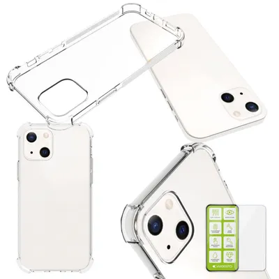 Immagine prodotto di Per Apple iPhone 13 Shock Silicone trasparente + H9 vetro Custodia del telefono cellulare