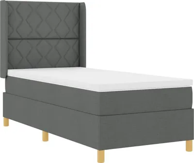 Image de vidaXL Lit boxspring avec matelas avec tête de lit Gris 140 x 200 cm Tissu