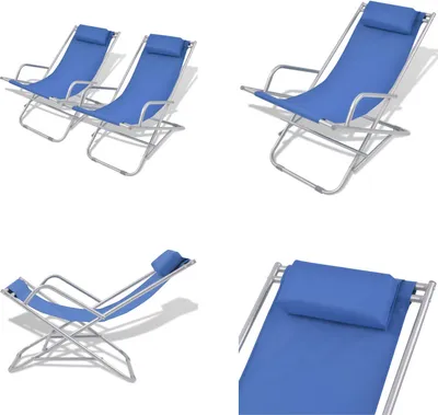 Produktbild von vidaXL Liegestühle 2 Stk. Stahl Blau - Liegestuhl - Liegestühle - Sonnenliege - Sonnenliegen