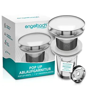 Produktbild von Engelbach Pop Up Ablaufgarnitur Waschbecken ohne Überlauf Chrome