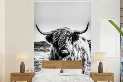 Produktbild von Fotobehang - Schotse Wandtapete - Zweispartig - Schwarz - Weiß - Breite 225 cm x Höhe 350 cm